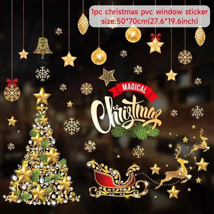 Merry Christmas Window Sticker - Holiday Home Decorations 2024-2025 - ZOOMNSTORE
