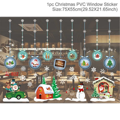Merry Christmas Window Sticker - Holiday Home Decorations 2024-2025 - ZOOMNSTORE