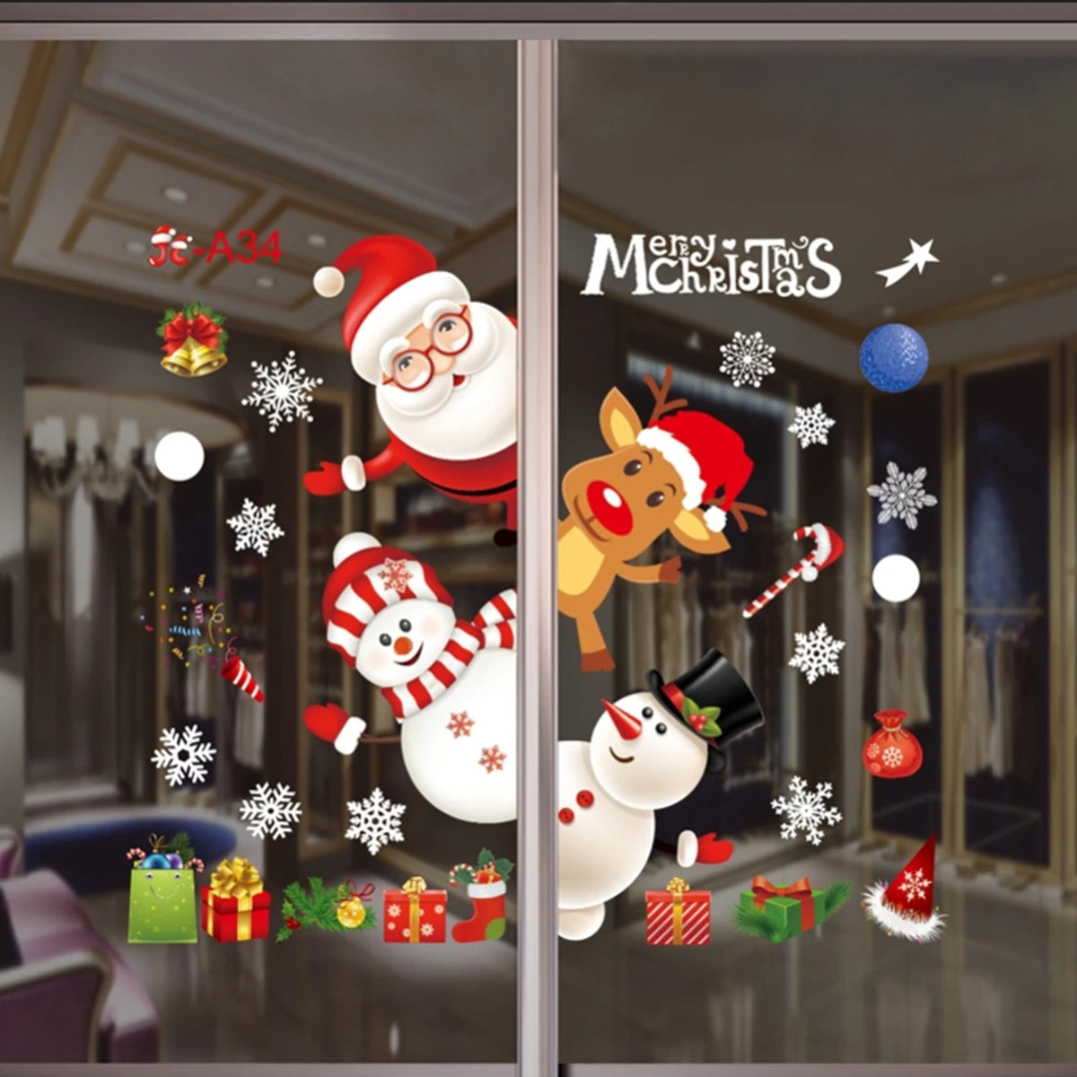 Christmas Window Stickers - Festive Holiday Window Decals & Xmas Wall Decorations 2024 - ZOOMNSTORE
