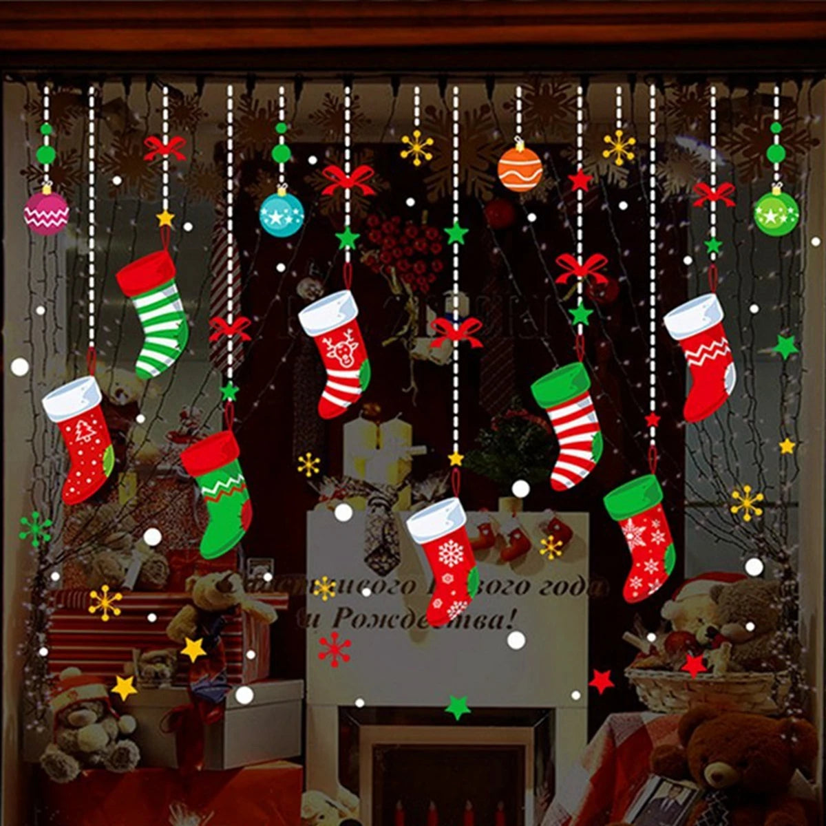 Christmas Window Stickers - Festive Holiday Window Decals & Xmas Wall Decorations 2024 - ZOOMNSTORE