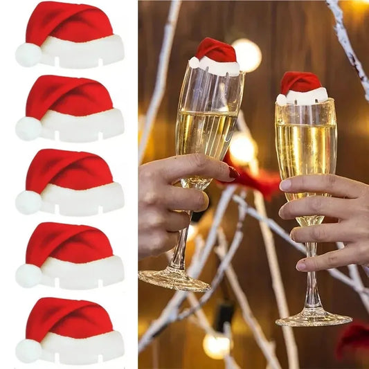 Christmas Wine Glass Tags - 30pcs Santa Hat Cup Cards & Holiday Drink Labels - ZOOMNSTORE