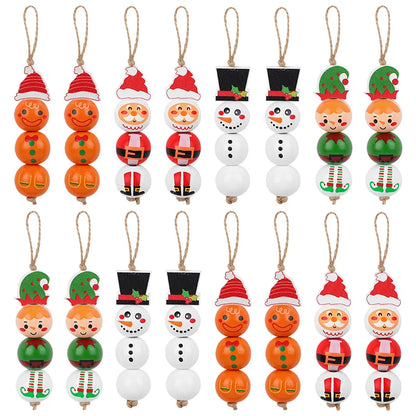 Christmas Wooden Beads - 48/80Pcs Santa Claus & Gingerbread Man DIY Garland Kit - ZOOMNSTORE