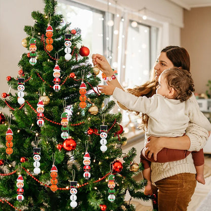 Christmas Wooden Beads - 48/80Pcs Santa Claus & Gingerbread Man DIY Garland Kit - ZOOMNSTORE