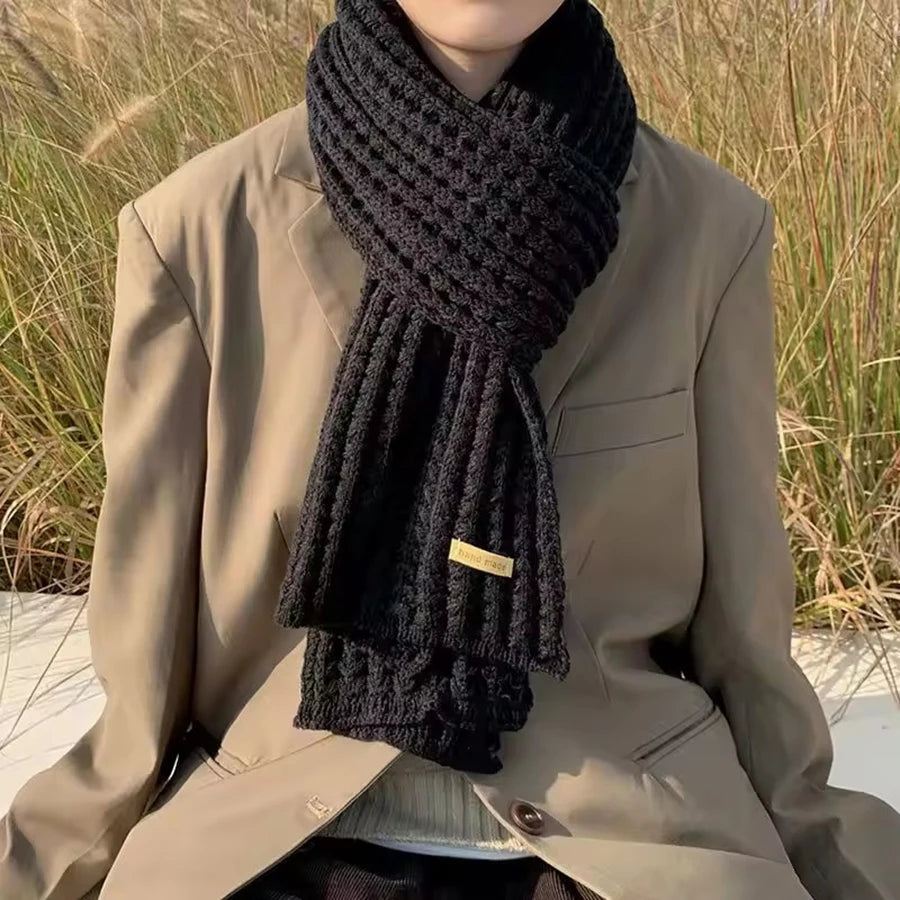 Chunky Knit Scarf – Thick Cable Wrap, Long Warm Polyester Scarf for Travel & Office - ZOOMNSTORE