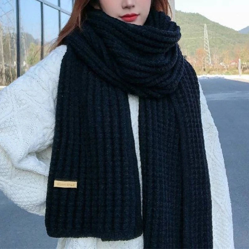 Chunky Knit Scarf – Thick Cable Wrap, Long Warm Polyester Scarf for Travel & Office - ZOOMNSTORE