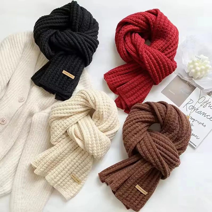 Chunky Knit Scarf – Thick Cable Wrap, Long Warm Polyester Scarf for Travel & Office - ZOOMNSTORE