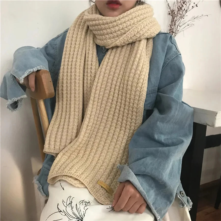 Chunky Knit Scarf – Thick Cable Wrap, Long Warm Polyester Scarf for Travel & Office - ZOOMNSTORE