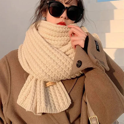 Chunky Knit Scarf – Thick Cable Wrap, Long Warm Polyester Scarf for Travel & Office - ZOOMNSTORE