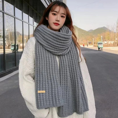 Chunky Knit Scarf – Thick Cable Wrap, Long Warm Polyester Scarf for Travel & Office - ZOOMNSTORE