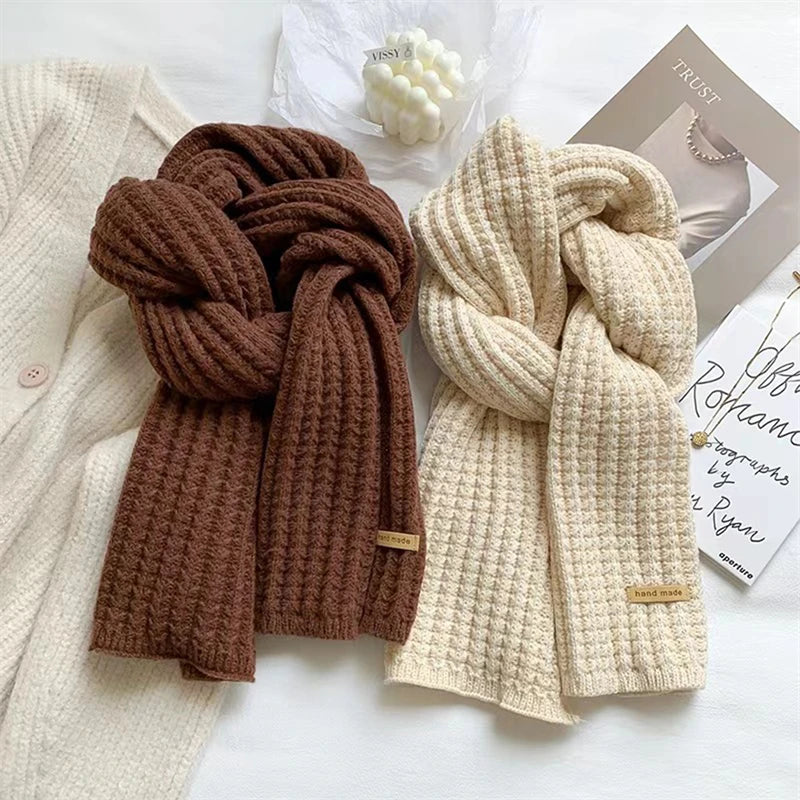 Chunky Knit Scarf – Thick Cable Wrap, Long Warm Polyester Scarf for Travel & Office - ZOOMNSTORE