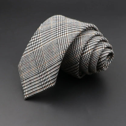 Mens Handmade Skinny Grey Plaid Tie - Classic Cotton Cashmere Accessory - ZOOMNSTORE