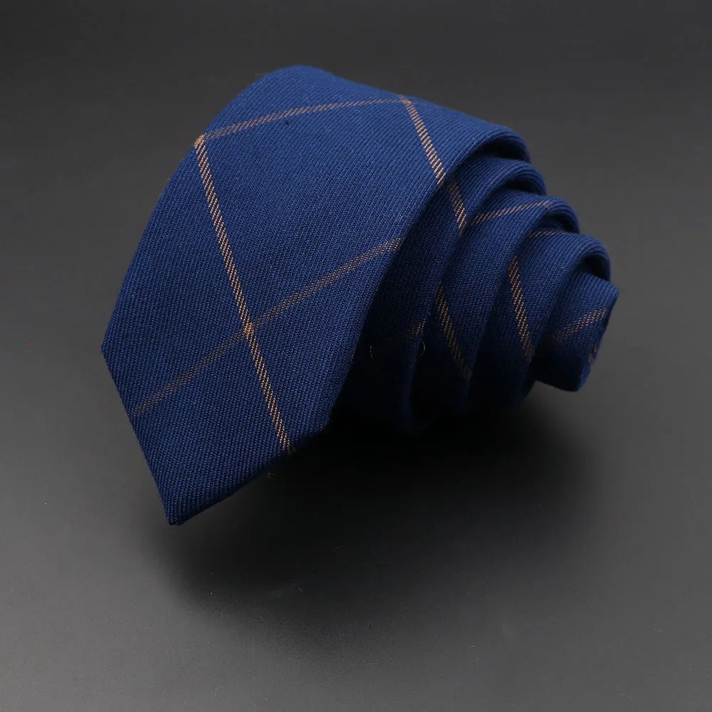 Mens Handmade Skinny Grey Plaid Tie - Classic Cotton Cashmere Accessory - ZOOMNSTORE