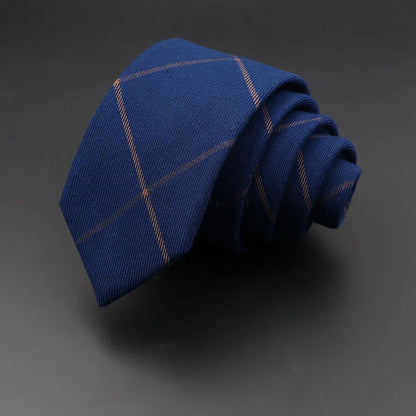 Mens Handmade Skinny Grey Plaid Tie - Classic Cotton Cashmere Accessory - ZOOMNSTORE