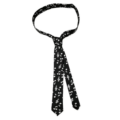Classic Musical Notes Tie - Silky Narrow Necktie for Piano  Guitar Lovers - ZOOMNSTORE