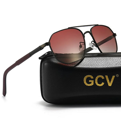 Classic Pilot Square Polarized Sunglasses - Mens Metal Frame UV Blocking Eyewear - ZOOMNSTORE