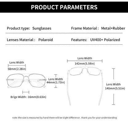 Classic Pilot Square Polarized Sunglasses - Mens Metal Frame UV Blocking Eyewear - ZOOMNSTORE