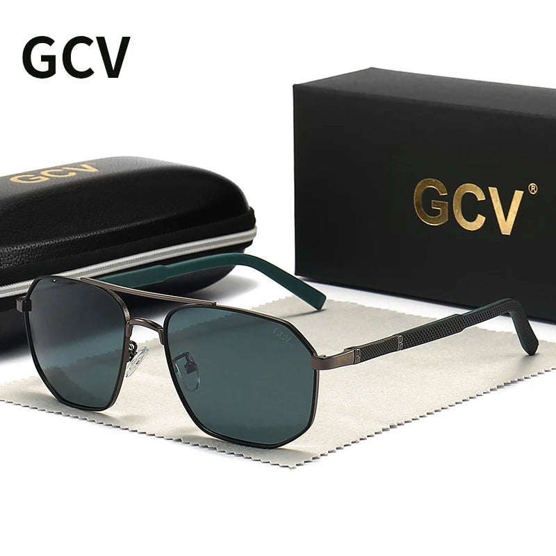 Classic Pilot Square Polarized Sunglasses - Mens Metal Frame UV Blocking Eyewear - ZOOMNSTORE