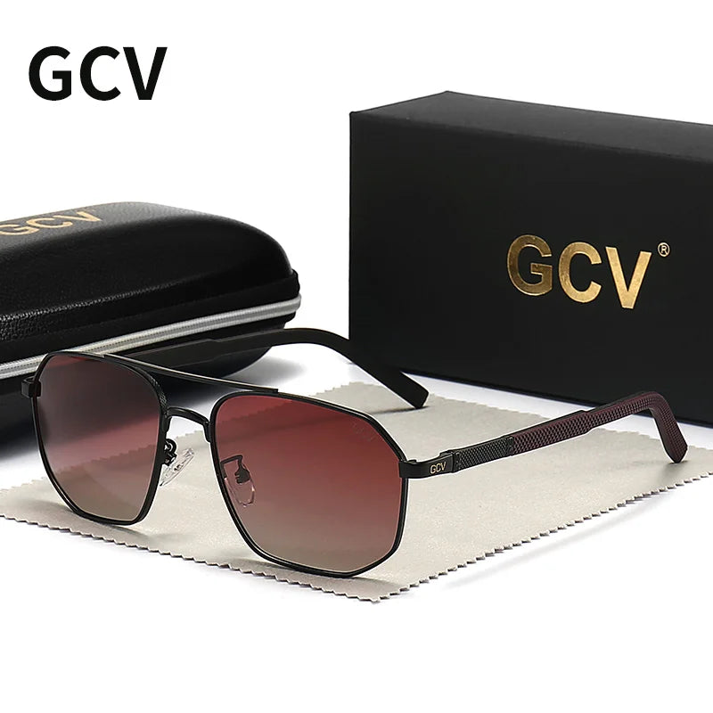 Classic Pilot Square Polarized Sunglasses - Mens Metal Frame UV Blocking Eyewear - ZOOMNSTORE