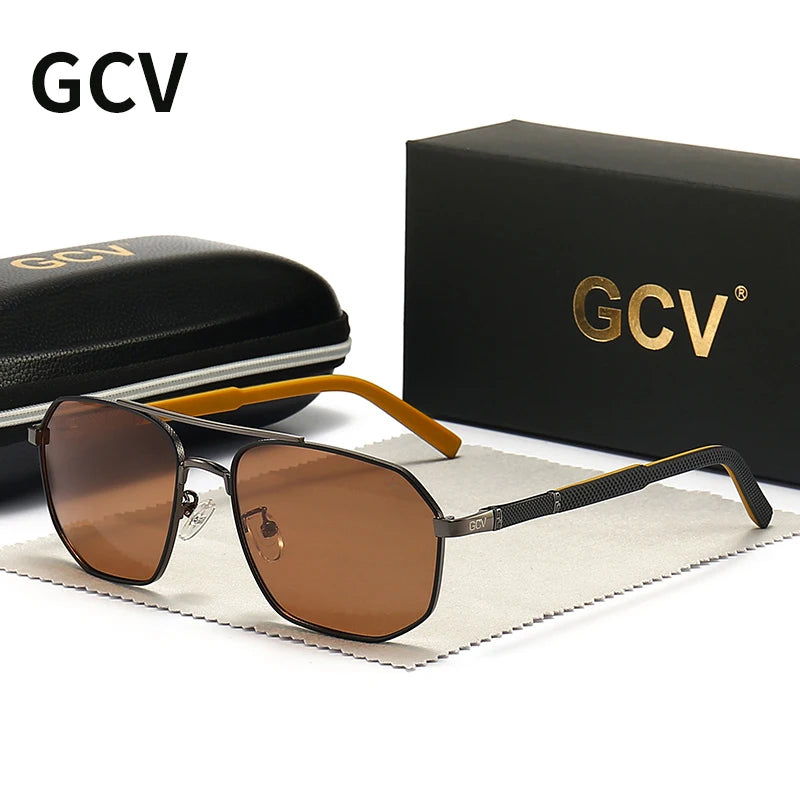 Classic Pilot Square Polarized Sunglasses - Mens Metal Frame UV Blocking Eyewear - ZOOMNSTORE