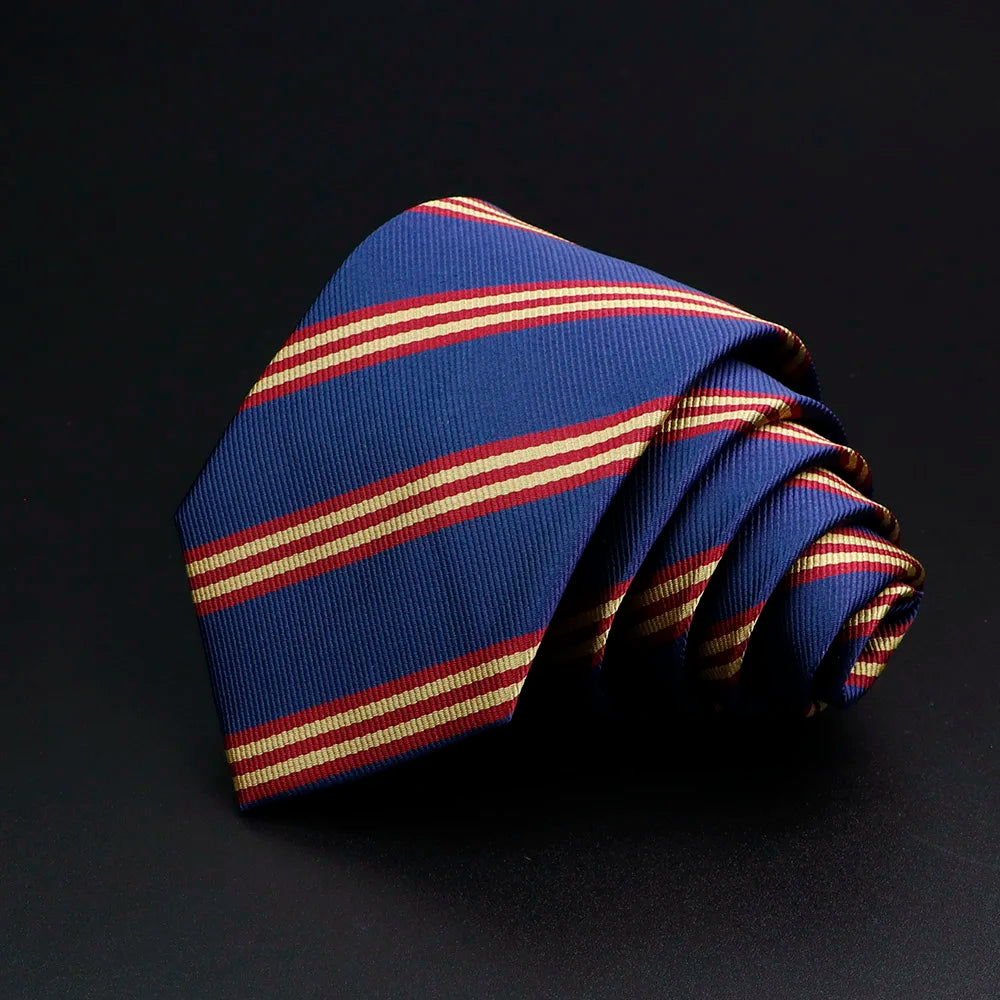 Classic Stripe Mens Tie - Jacquard Necktie in Red Blue Green for Daily Wear and Weddings - ZOOMNSTORE