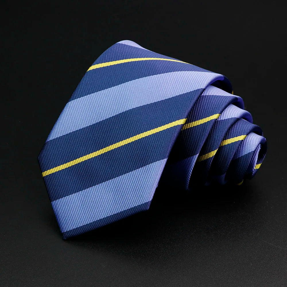 Classic Stripe Mens Tie - Jacquard Necktie in Red Blue Green for Daily Wear and Weddings - ZOOMNSTORE