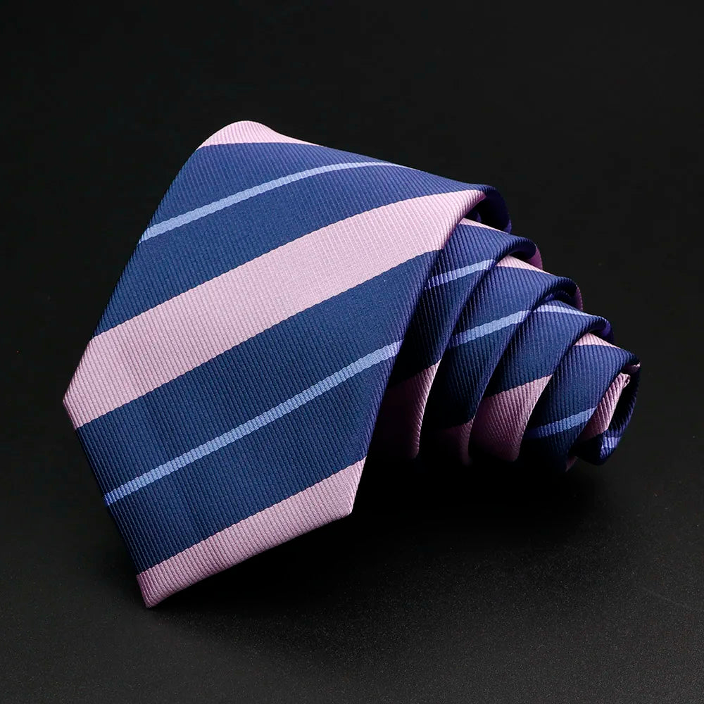 Classic Stripe Mens Tie - Jacquard Necktie in Red Blue Green for Daily Wear and Weddings - ZOOMNSTORE