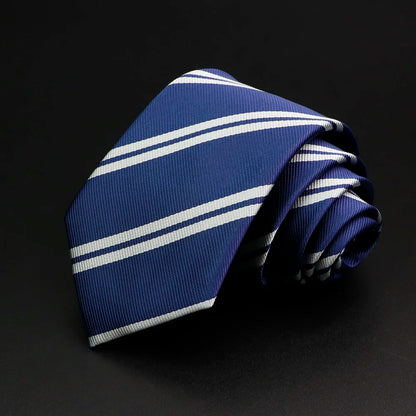 Classic Stripe Mens Tie - Jacquard Necktie in Red Blue Green for Daily Wear and Weddings - ZOOMNSTORE