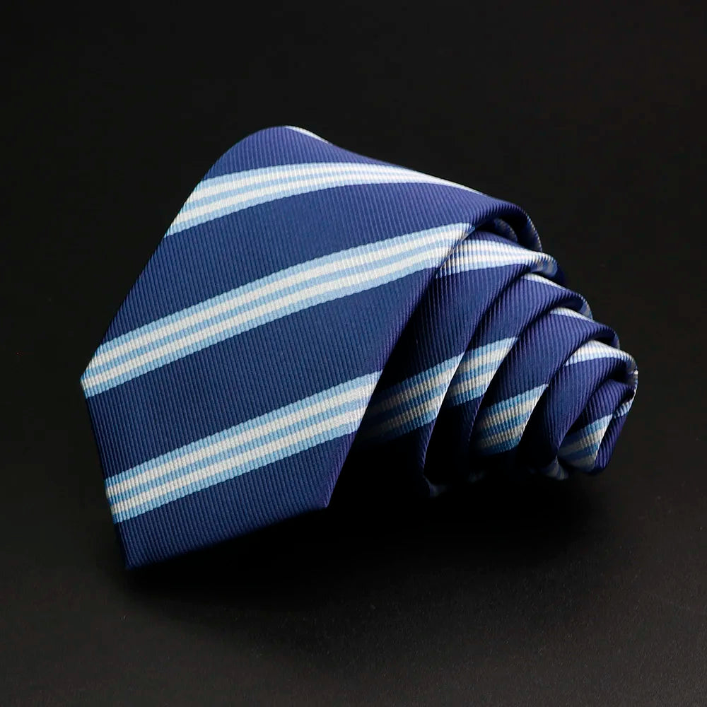 Classic Stripe Mens Tie - Jacquard Necktie in Red Blue Green for Daily Wear and Weddings - ZOOMNSTORE