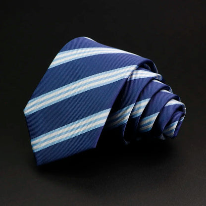 Classic Stripe Mens Tie - Jacquard Necktie in Red Blue Green for Daily Wear and Weddings - ZOOMNSTORE