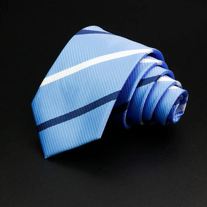 Classic Stripe Mens Tie - Jacquard Necktie in Red Blue Green for Daily Wear and Weddings - ZOOMNSTORE