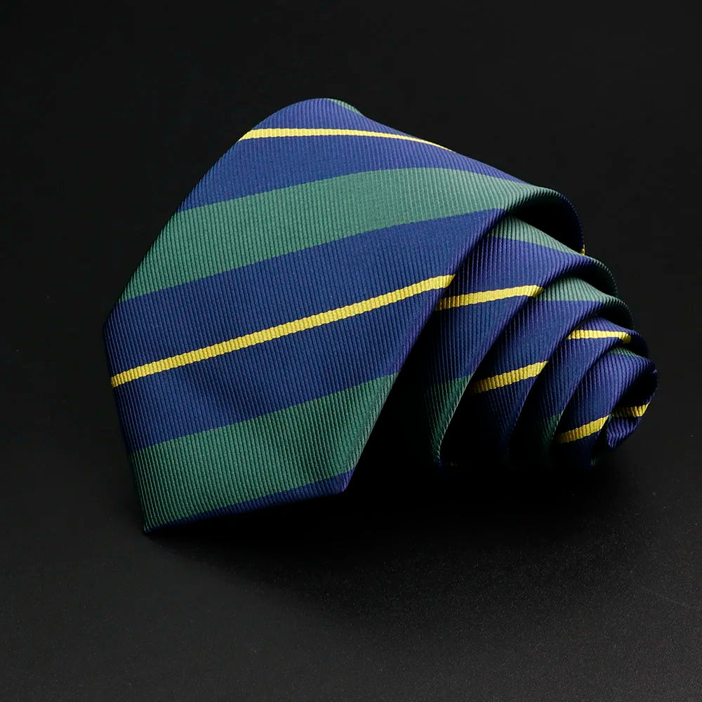 Classic Stripe Mens Tie - Jacquard Necktie in Red Blue Green for Daily Wear and Weddings - ZOOMNSTORE