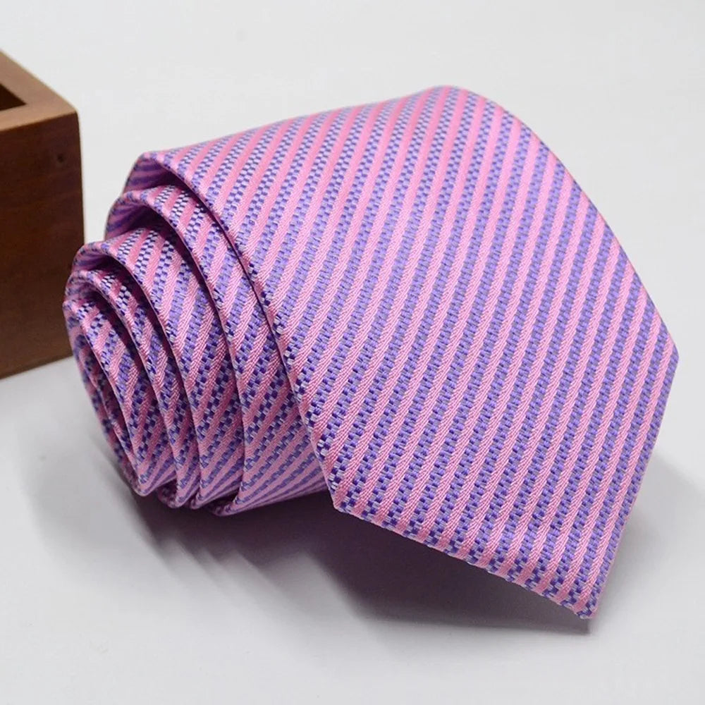 Classic Stripe Necktie - Business Formal Tie for Men 8cm Blue Black Pink Red - ZOOMNSTORE