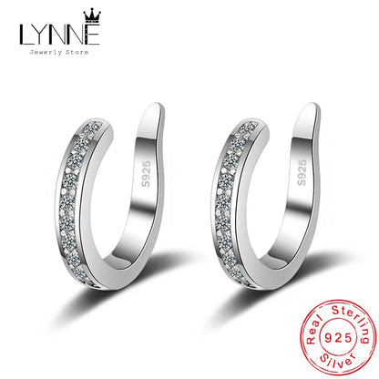 Clip Earrings Silver - 925 Sterling Zircon No Hole Round Shape Ear Cuff - ZOOMNSTORE