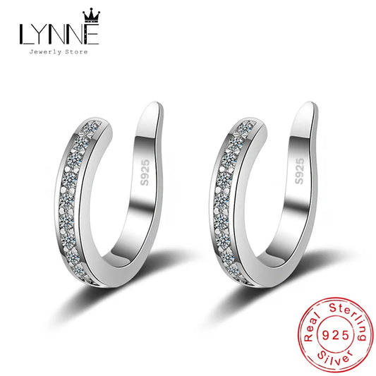 Clip Earrings Silver - 925 Sterling Zircon No Hole Round Shape Ear Cuff - ZOOMNSTORE
