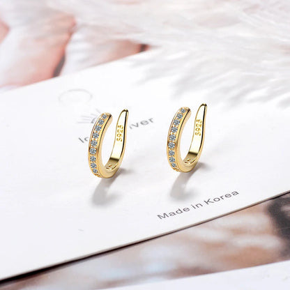 Clip Earrings Silver - 925 Sterling Zircon No Hole Round Shape Ear Cuff - ZOOMNSTORE