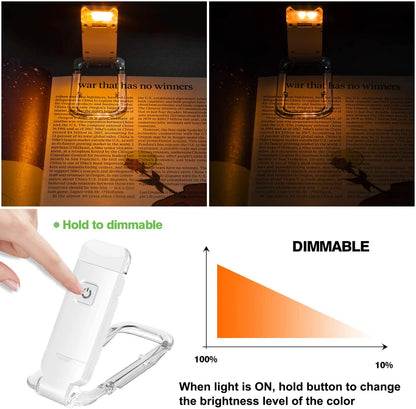 Clip On Book Light - USB Rechargeable LED Reading Lamp With Adjustable Brightness - ZOOMNSTORE
