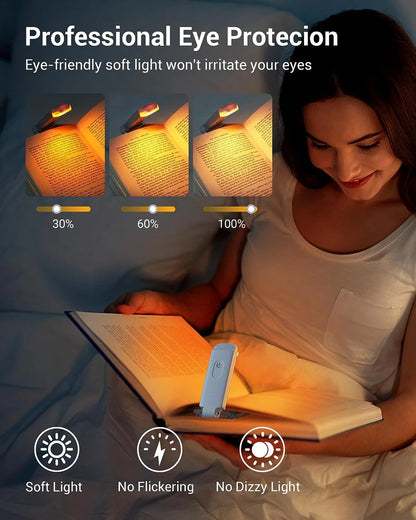 Clip On Book Light - USB Rechargeable LED Reading Lamp With Adjustable Brightness - ZOOMNSTORE