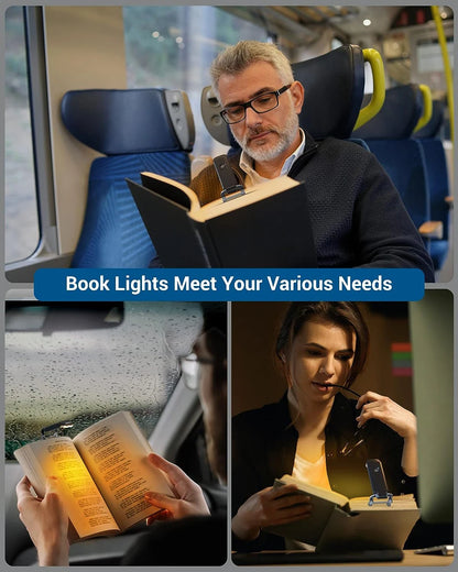 Clip On Book Light - USB Rechargeable LED Reading Lamp With Adjustable Brightness - ZOOMNSTORE