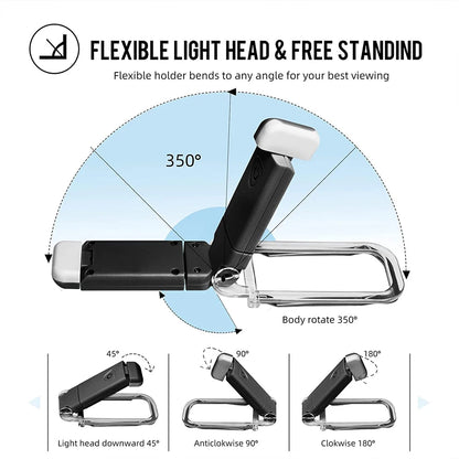 Clip On Book Light - USB Rechargeable LED Reading Lamp With Adjustable Brightness - ZOOMNSTORE