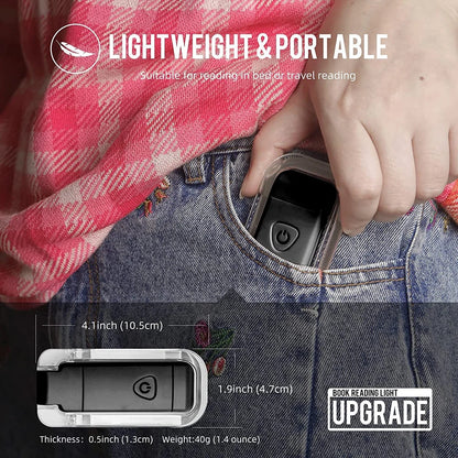 Clip On Book Light - USB Rechargeable LED Reading Lamp With Adjustable Brightness - ZOOMNSTORE