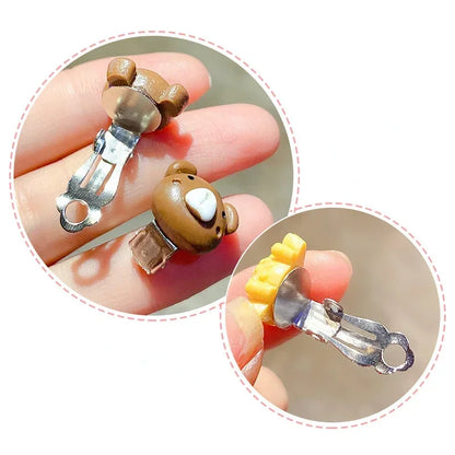 Cute Flower Ear Clips - 10pcs Girls Earrings No Ear Hole Jewelry for Kids - ZOOMNSTORE