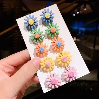 Cute Flower Ear Clips - 10pcs Girls Earrings No Ear Hole Jewelry for Kids - ZOOMNSTORE