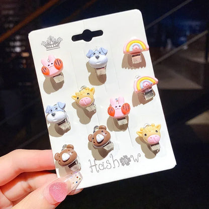 Cute Flower Ear Clips - 10pcs Girls Earrings No Ear Hole Jewelry for Kids - ZOOMNSTORE