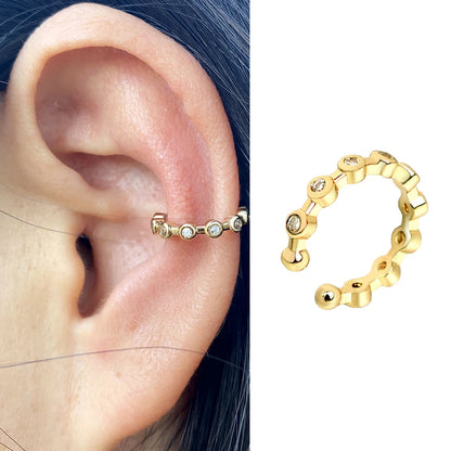 Clip On Earrings - Geometric Rainbow Cubic Zirconia Cuff Wrap Ear Cartilage Clips - ZOOMNSTORE