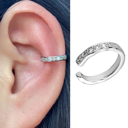 Clip On Earrings - Geometric Rainbow Cubic Zirconia Cuff Wrap Ear Cartilage Clips - ZOOMNSTORE