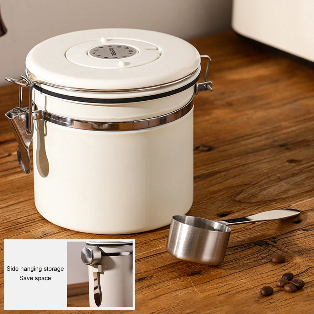 Airtight Stainless Steel Coffee Bean Container - Vacuum Sealed Kitchen Storage Jar - ZOOMNSTORE