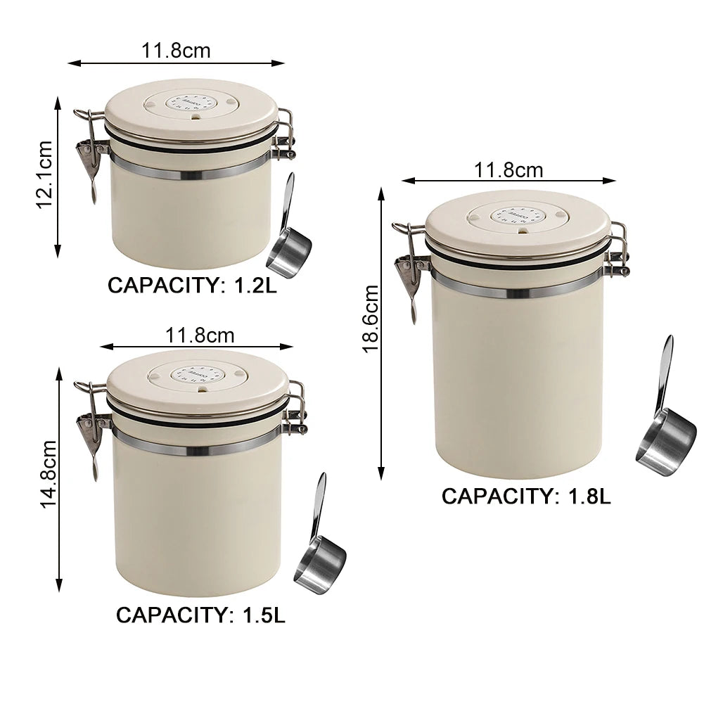 Airtight Stainless Steel Coffee Bean Container - Vacuum Sealed Kitchen Storage Jar - ZOOMNSTORE