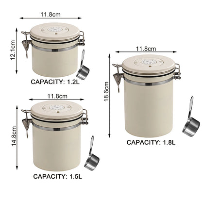 Airtight Stainless Steel Coffee Bean Container - Vacuum Sealed Kitchen Storage Jar - ZOOMNSTORE