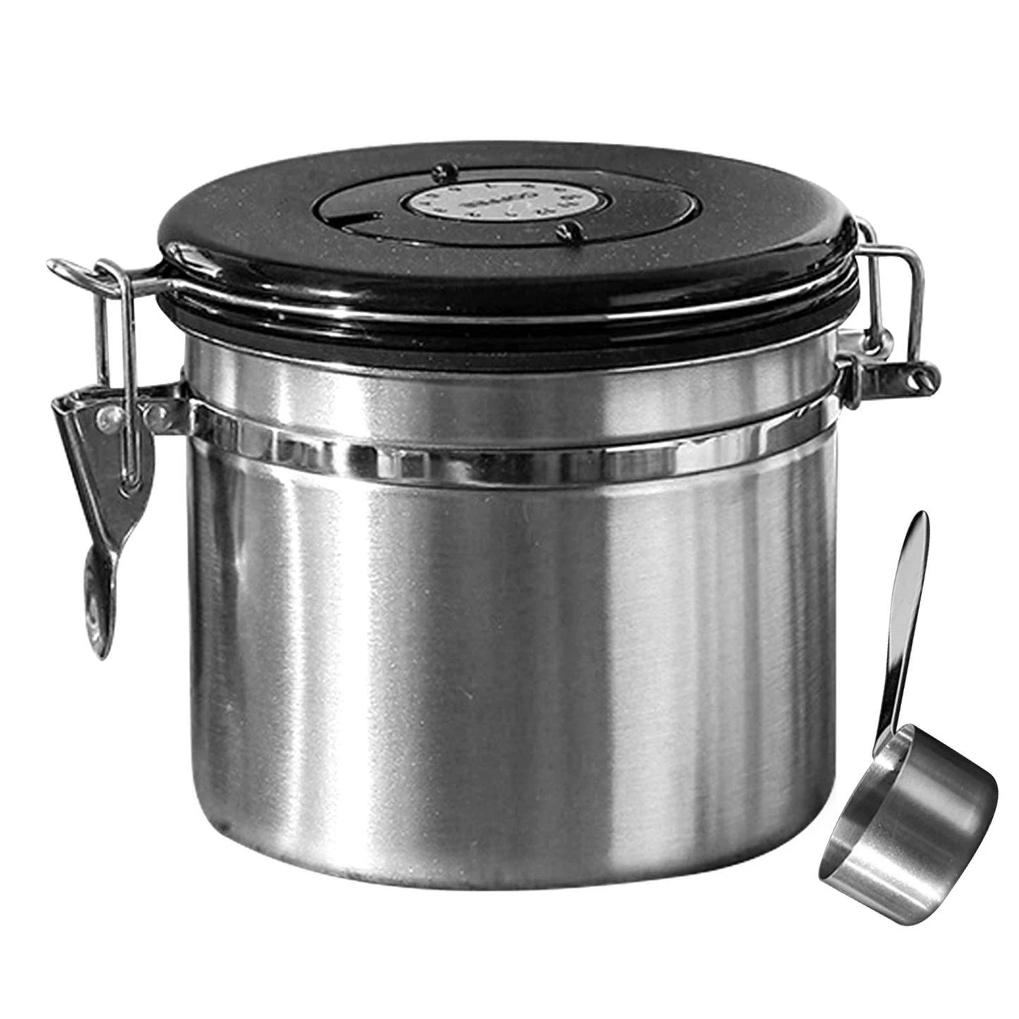 Airtight Stainless Steel Coffee Bean Container - Vacuum Sealed Kitchen Storage Jar - ZOOMNSTORE