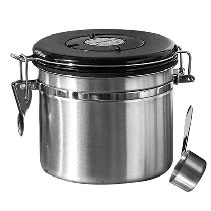 Airtight Stainless Steel Coffee Bean Container - Vacuum Sealed Kitchen Storage Jar - ZOOMNSTORE
